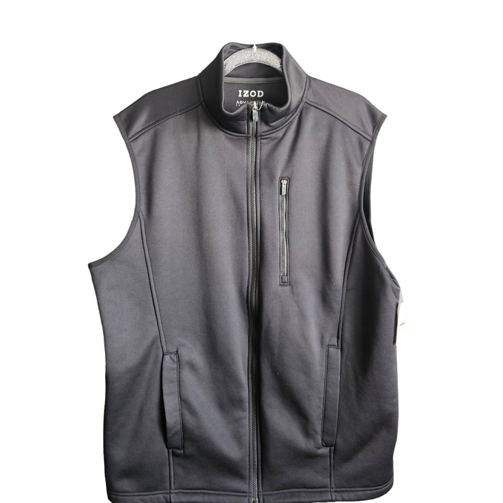IZOD Men's Advantage Performance Full Zip Sweater Fleece Vest NWT Golf Outdoor